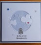 Grandparents Card - Rabbit With Clouds - Blue - Image 4