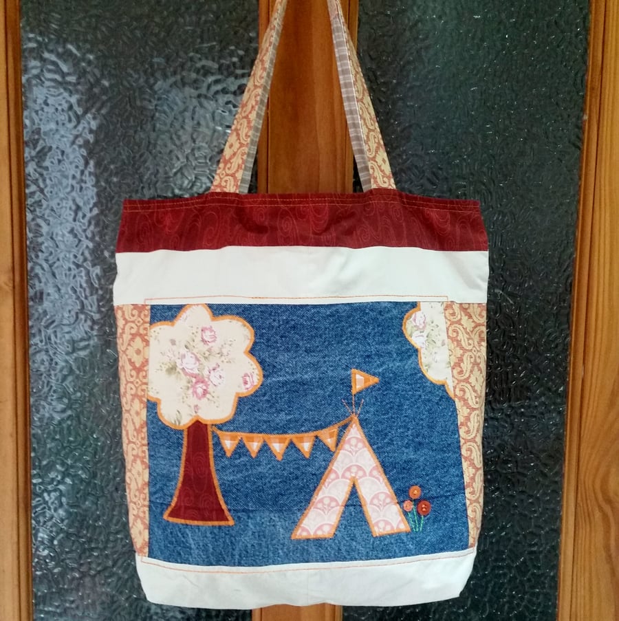 Upcycled Textile Bag, Recycled Festival Tote, Ideal Gift