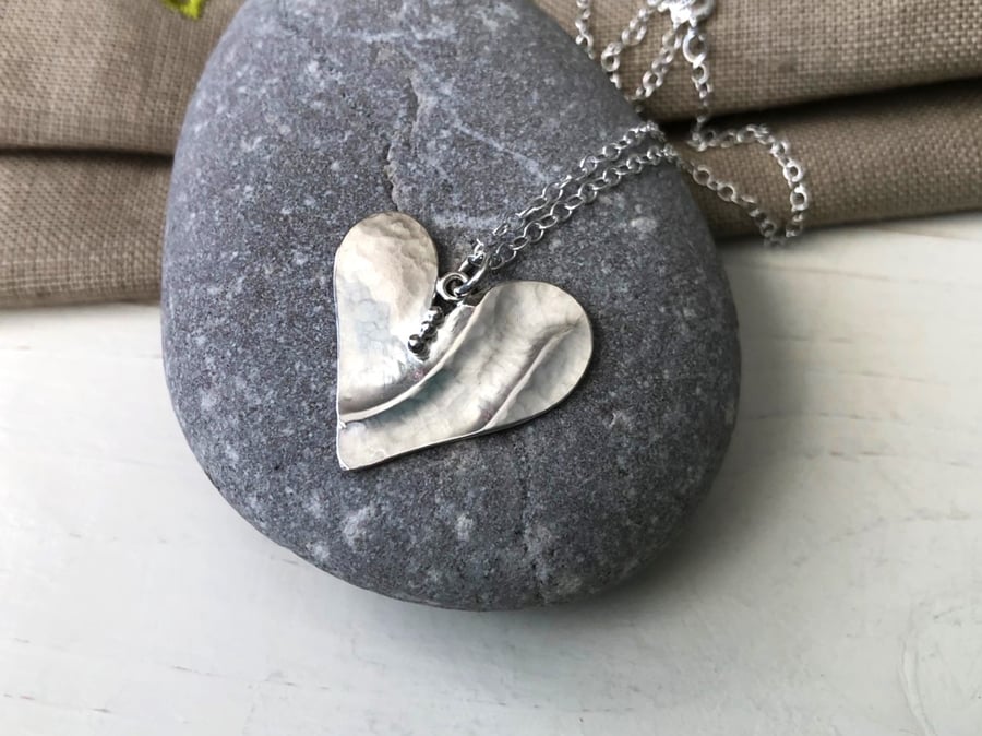 Silver Love Heart Pendant . 