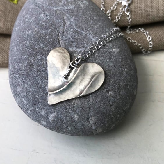 Silver Love Heart Pendant . 