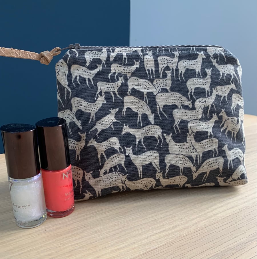 Deer print cosmetic bag
