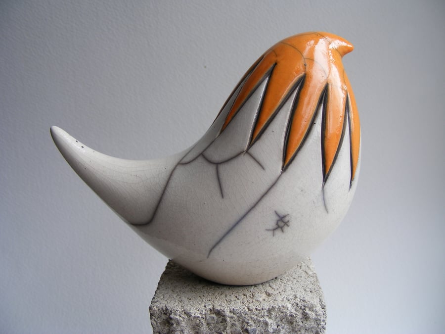 Raku glazed bird (D)