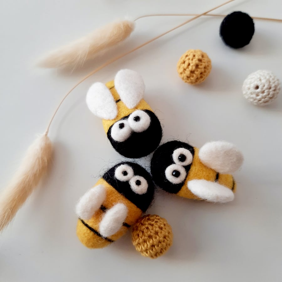 Seconds Sunday- Needle Felt Merino Bumble Bee Brooch