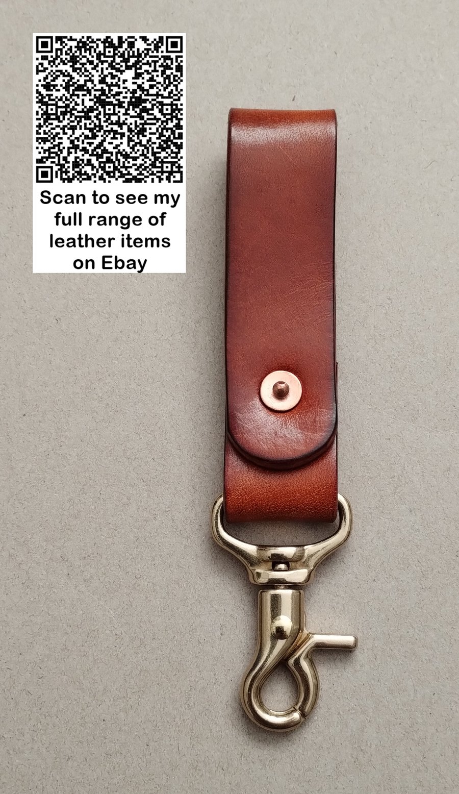 Leather Key Ring With Solid Brass Lobster Clip And Copper Saddle Rivet