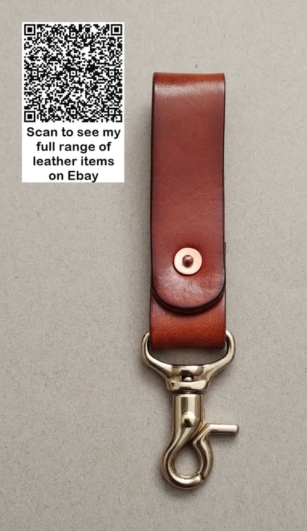 Leather Key Ring With Solid Brass Lobster Clip And Copper Saddle Rivet
