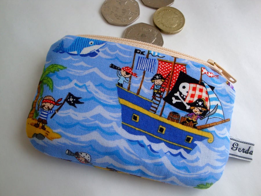 SALE Kids cotton Coin Purse - Pirate Purse 