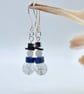 Snowman Gemstone & Silver Plate Earrings, Christmas Jewellery, Stocking Fillers