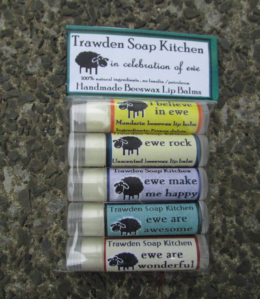 Sentimental Sheep, Beeswax and Manuka Honey Lip Balm Gift Pack