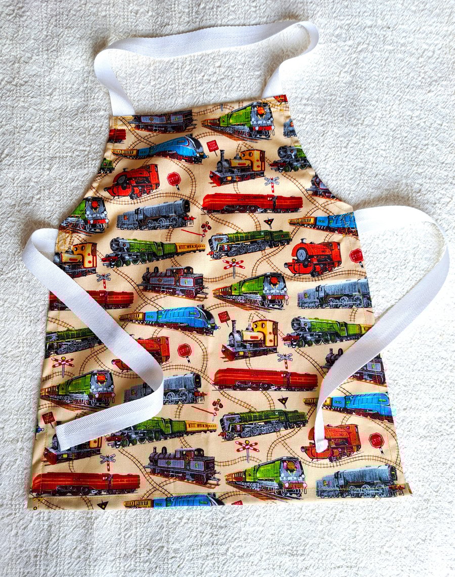 Train, Apron, age 2-6 years, hand made