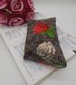 Cream and raspberry pink rose glasses case with dark grey popper fastening. - Image 3