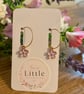 Lilac Flower Hoop Earrings, Enamel Floral Charms, Handmade Jewellery - Image 4