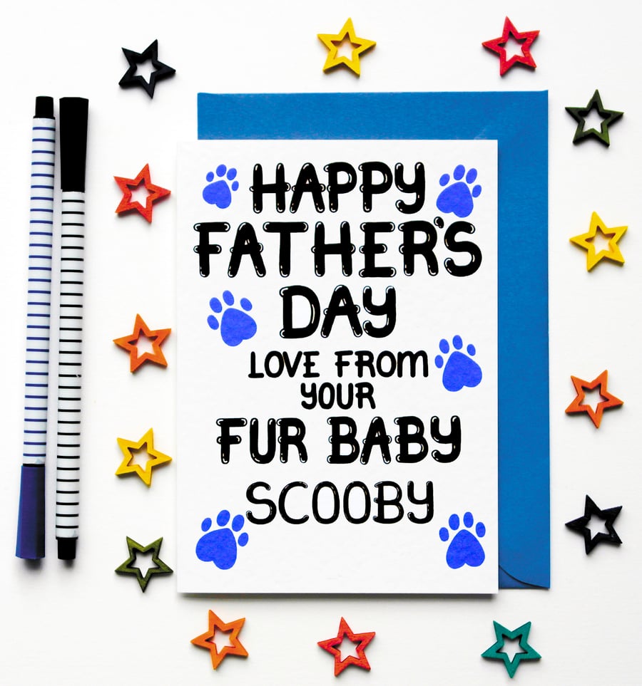 Personalised Fathers Day Card From The Fur Baby, Dog, Cat