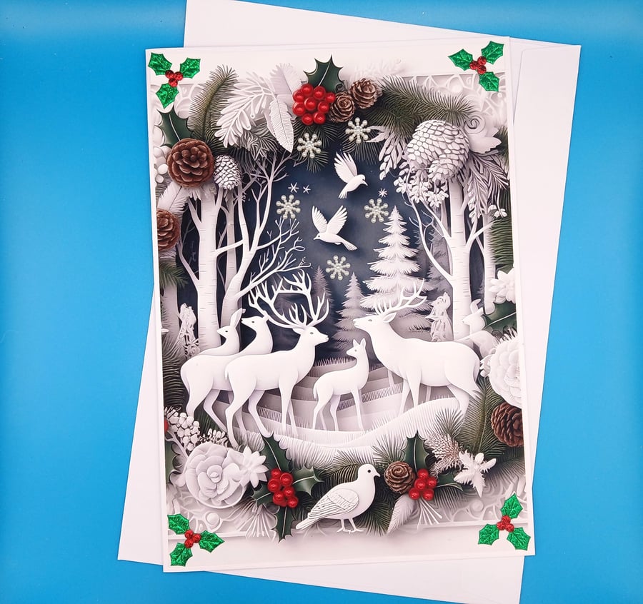Extra Large Christmas Card, 21 x 29 cms x 8 x 11.50, Handmade
