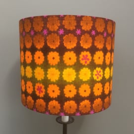 Funky Retro Buttercup Yellow Brown Pink 60s 70s  VIntage fabric Lampshade 