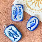 Handpainted Air Dry Clay Fish Pendant Charm