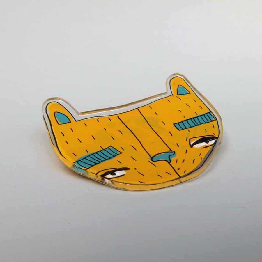 'Mustard Bear' Illustarted brooch