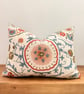 Embroidered Floral Linen Lumbar Cushion Cover