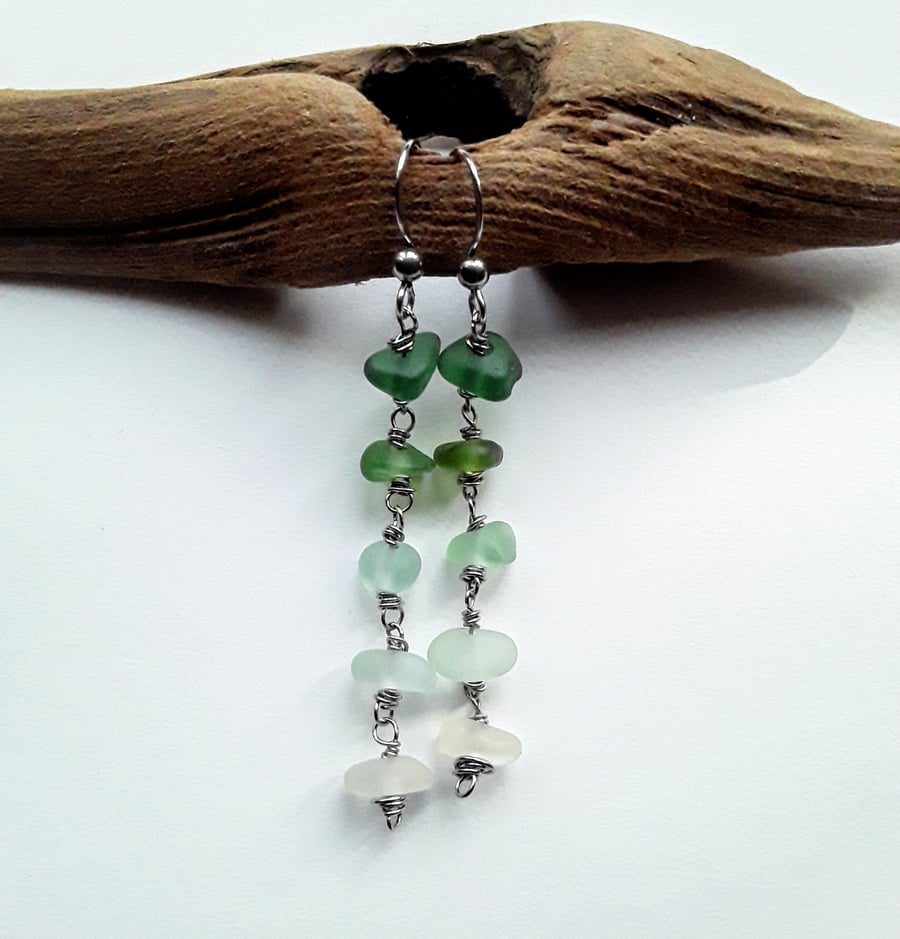 Seaglass Earrings: Arctic Green Colours 