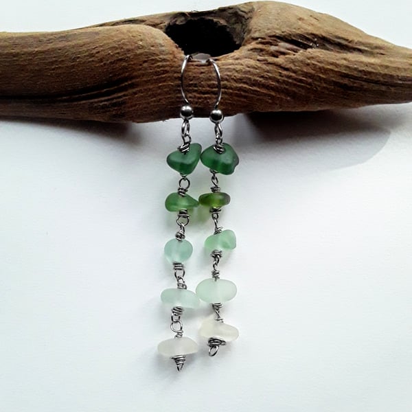 Seaglass Earrings: Arctic Green Colours 