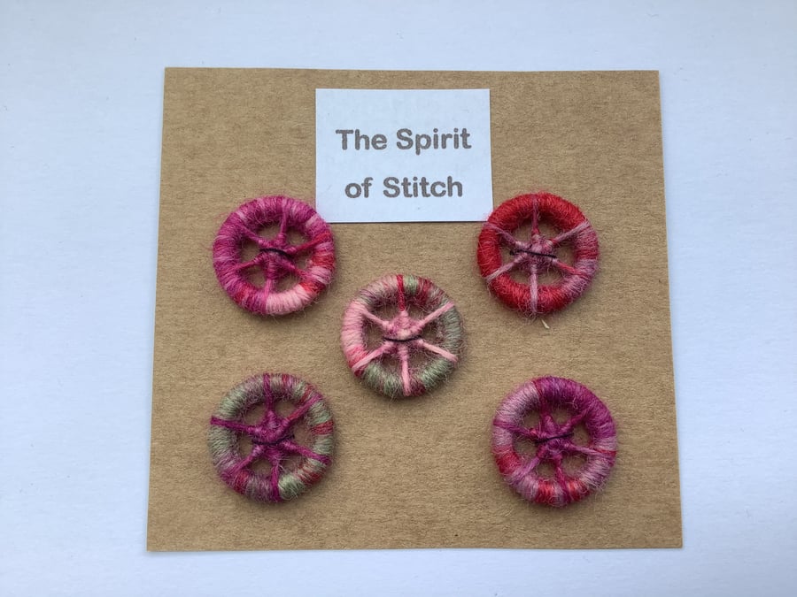 20mm handmade dorset buttons  pink green(pack of 5)