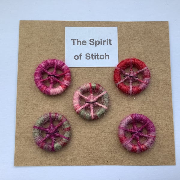 20mm handmade dorset buttons  pink green(pack of 5)
