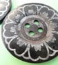 6cm Raised Edge  Dark Brown Patterned Large Wood  Buttons PETAL pattern - Image 4
