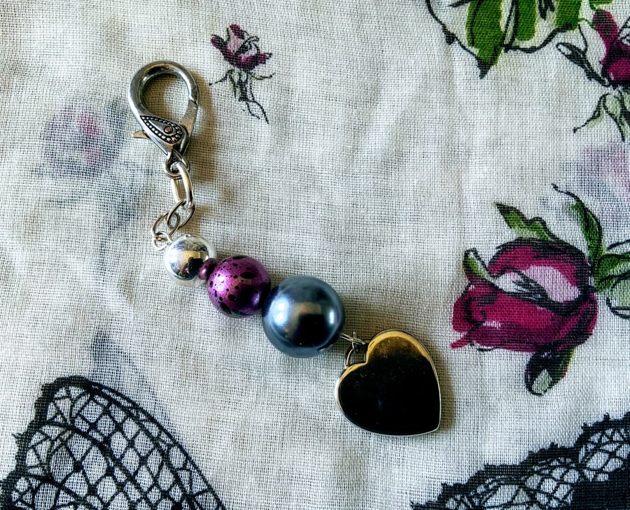 Heart and Bauble bag charm