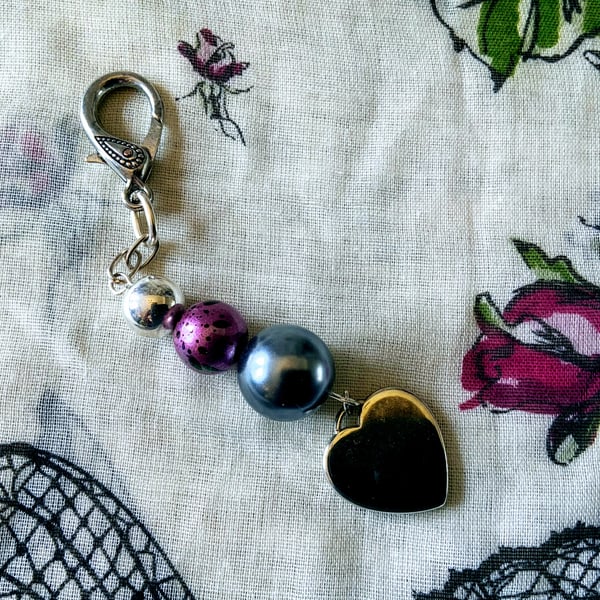 Heart and Bauble bag charm