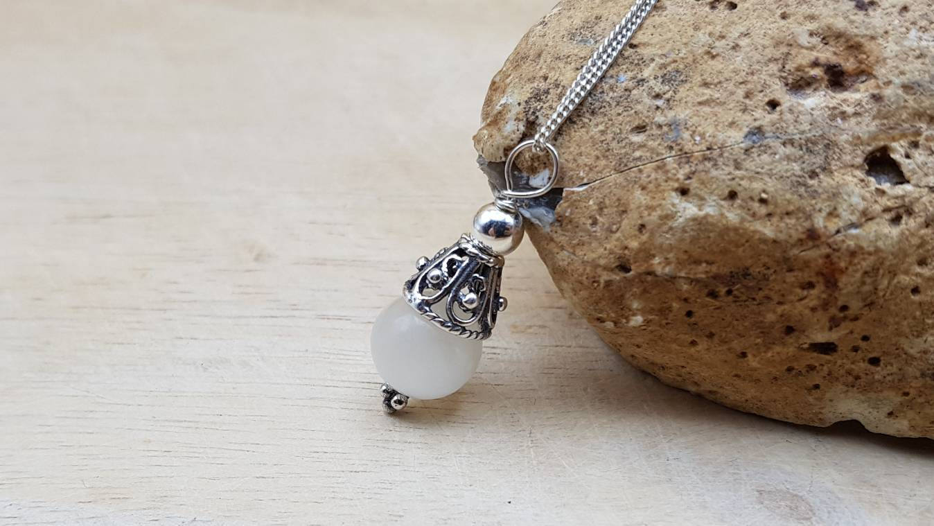 Minimalist Selenite cone Pendant necklace. Reiki jewelry