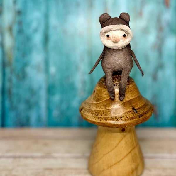 Spun Cotton Sitting Bear Sculpture