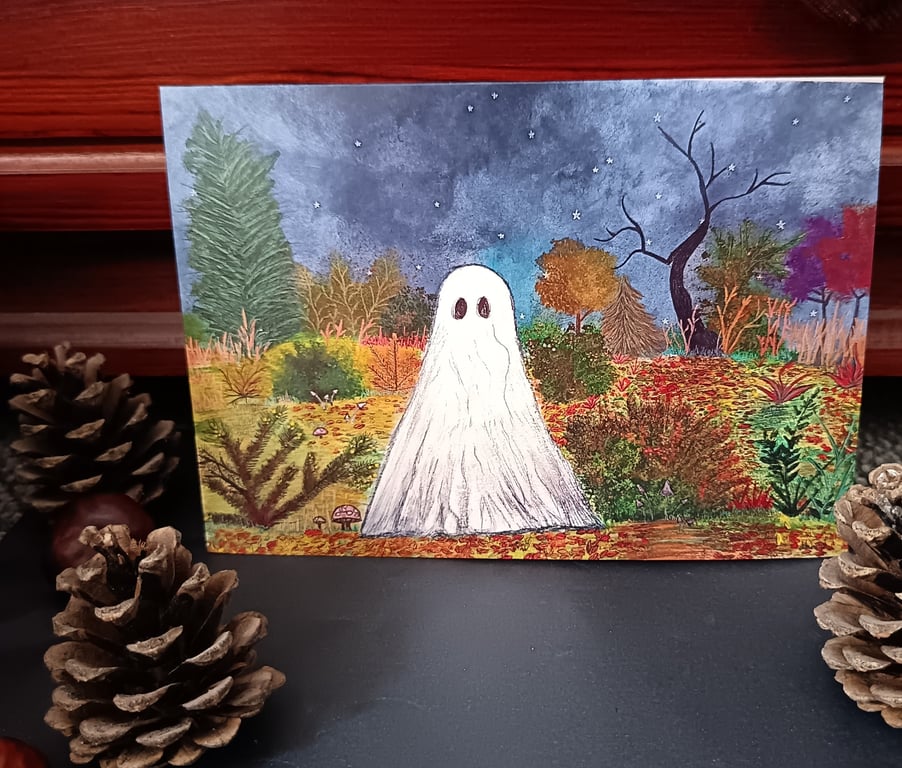 A5 Art print blank greetings card: Haunted Forest 
