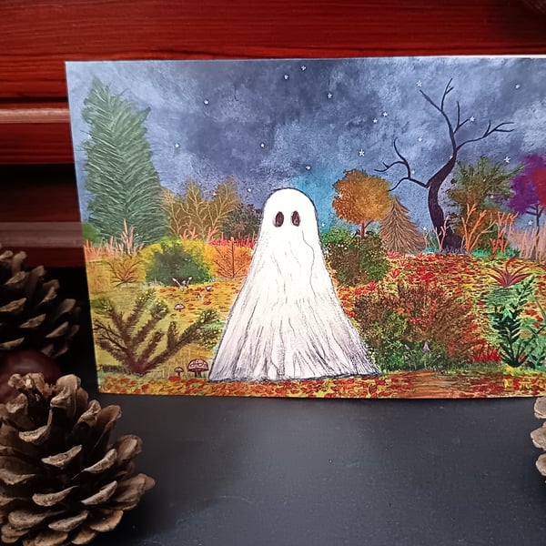 A5 Art print blank greetings card: Haunted Forest 