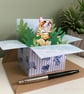 Ginger Tabby Cat Card; Personalised, Birthday or Blank. Cat in a box gift card - Image 3