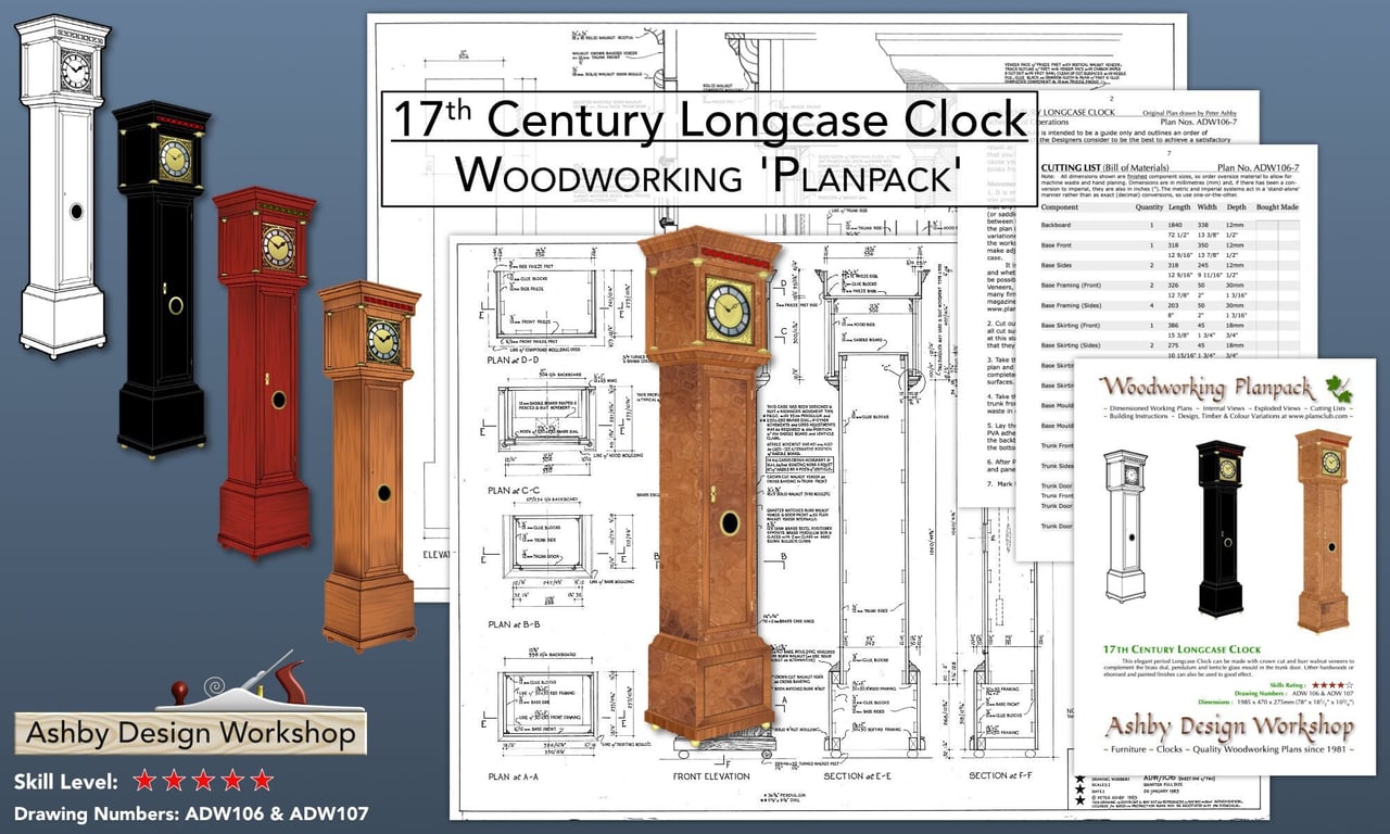 Grandfather Clock Woodworking Plans - 17th Century Longcase Clock
