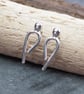 Silver argentium arc stud earrings, handmade recycled silver arc studs - Image 4