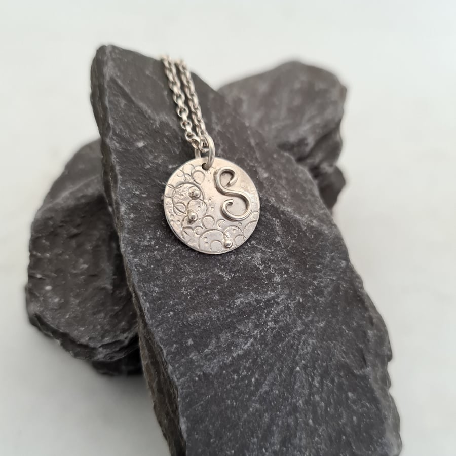 Handmade Silver Necklace with Personalised Initial Letter