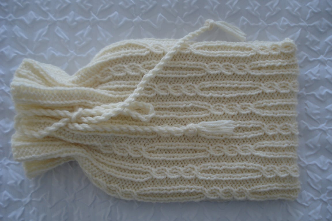 Knitted Cream Aran Hot Water Bottle Cover (A169)