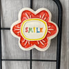 Large Smile pottery magnet red