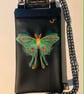 Luna in Flight – Embroidered Moth Crossbody Bag
