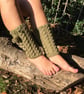 Hand knitted Leg Warmers, Pom Pom Boot Cuff