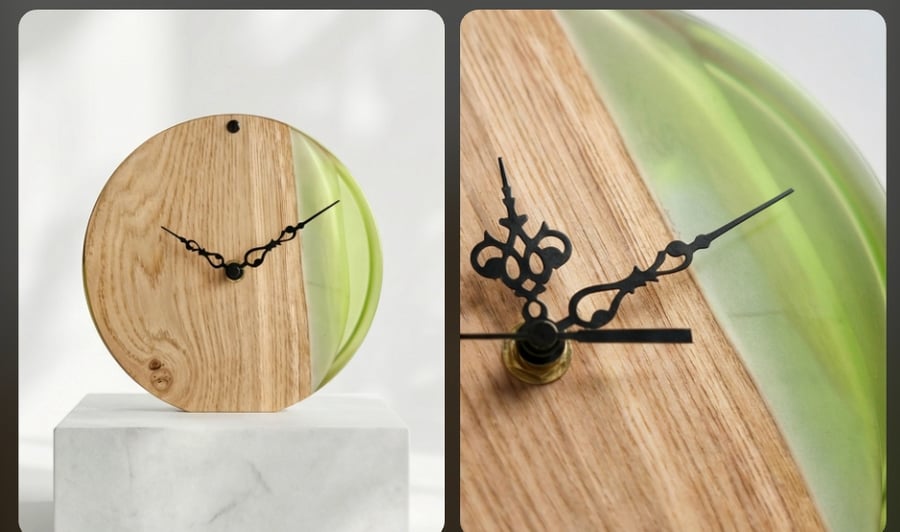 Unique wood and resin clock 