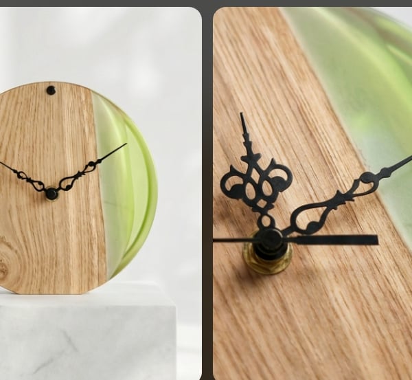 Unique wood and resin clock 