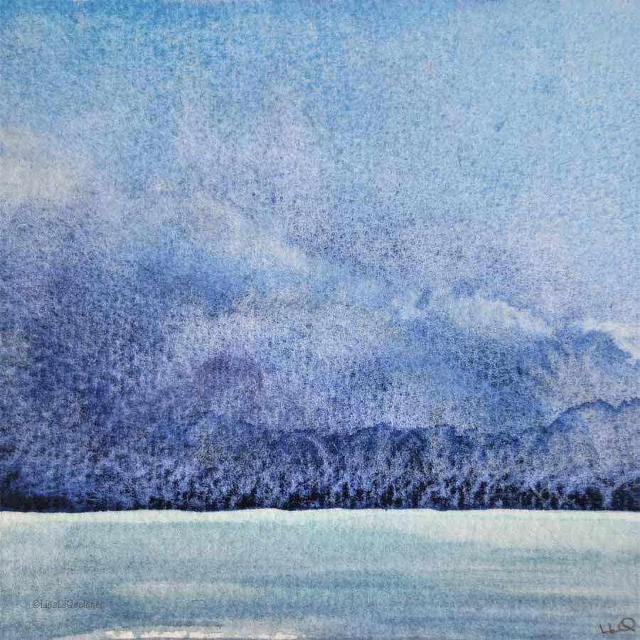 Original sky study in watercolour storm brewing over the sea