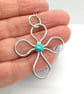 Turquoise cross necklace sterling silver hallmarked - Image 2