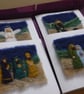 Set of 4 Needle felted Nativity christmas cards
