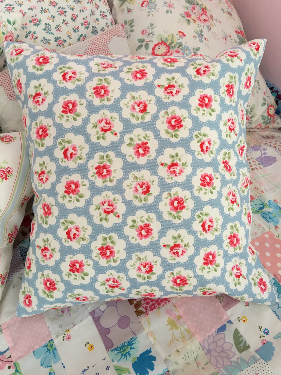 Cath kidston blue provence rose  cotton duck fabric cushion cover