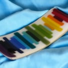 Rainbow dish with random stripes - a higgledy ladder of rainbow stripes
