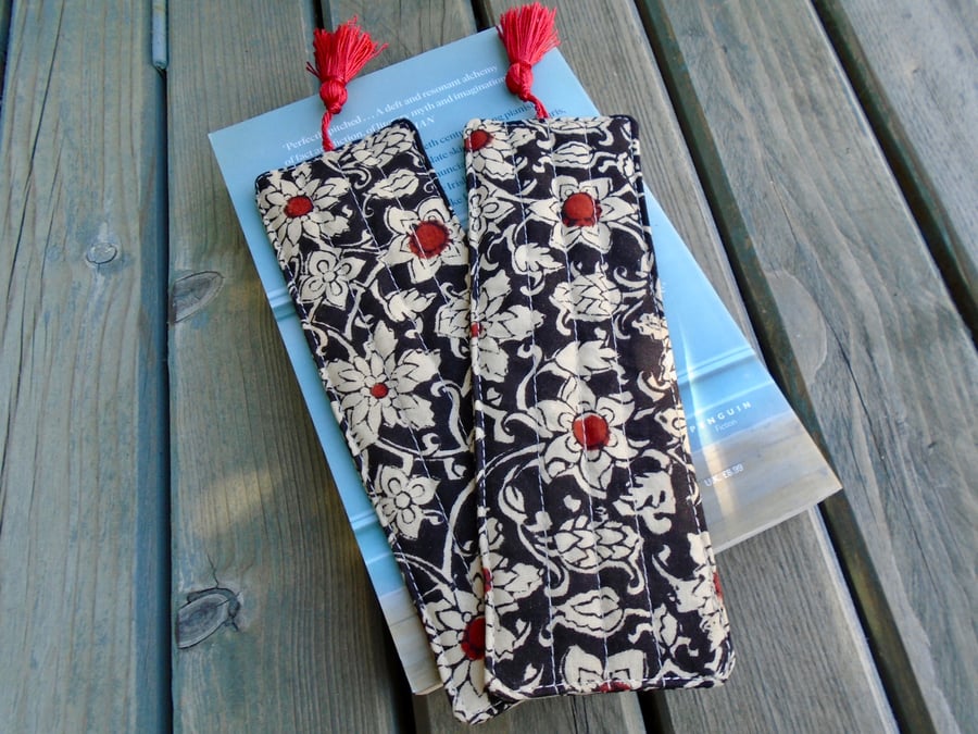  SALE  -   Quilted Cotton Bookmarks  - 1 pair 