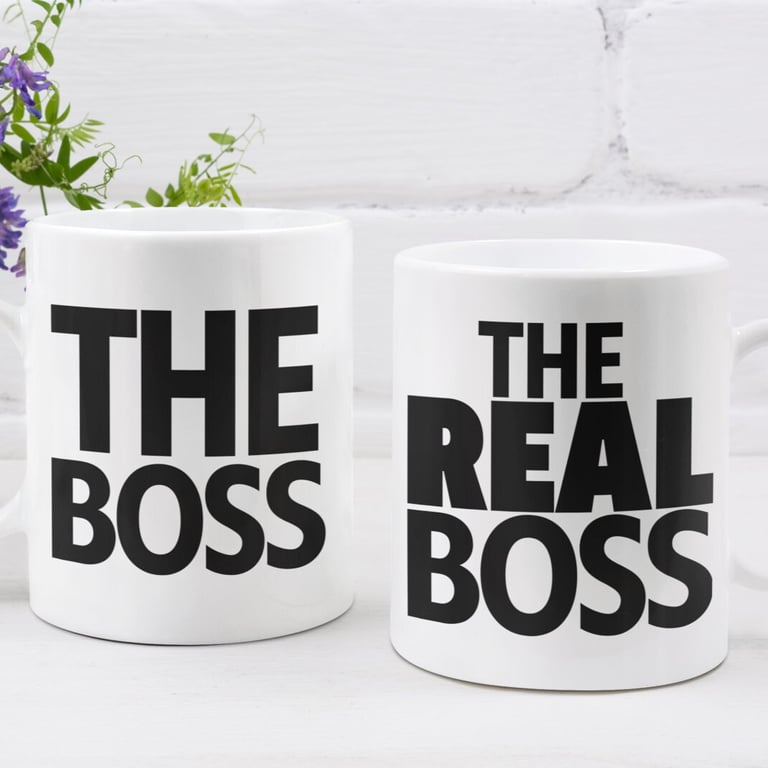 The Boss & The Real Boss - Set Of Two Mugs - Couple Gift Hilarious Anniversary 