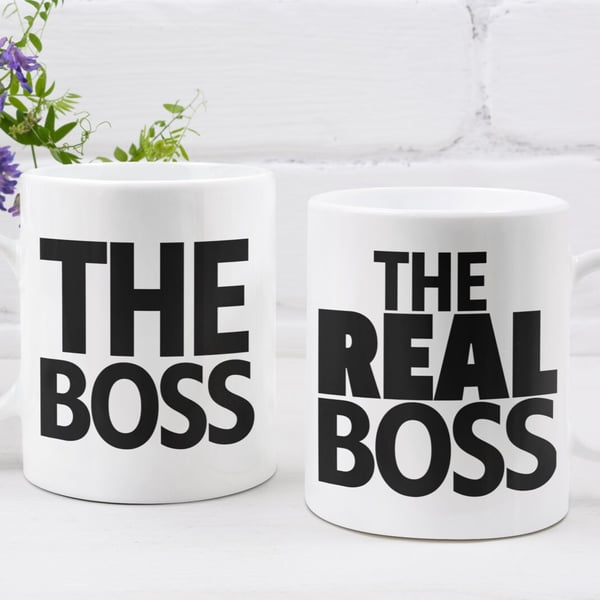 The Boss & The Real Boss - Set Of Two Mugs - Couple Gift Hilarious Anniversary 